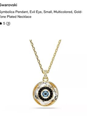 Swarovski Gold-Tone Multicolored Evil Eye Pendant Necklace